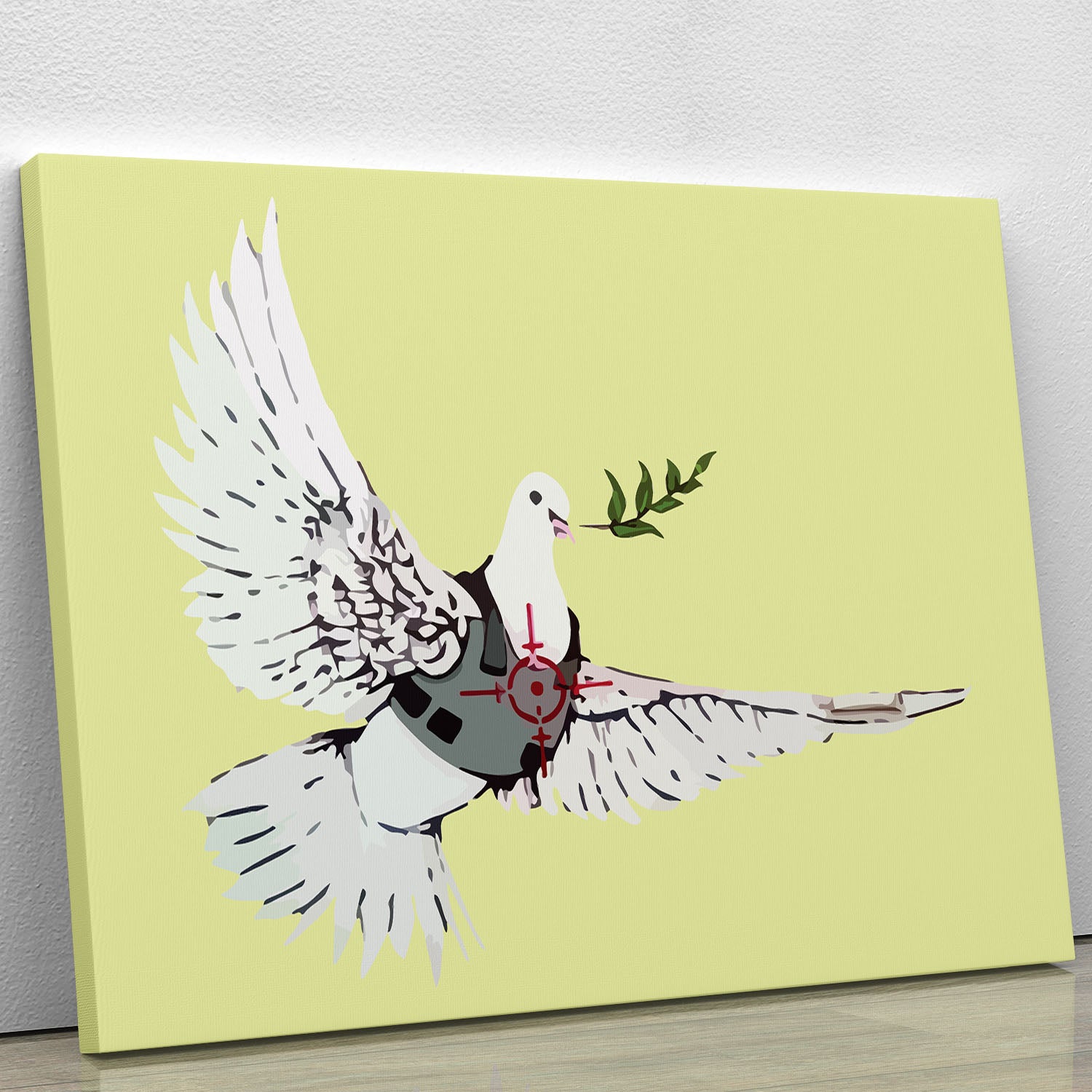 Banksy Peace Dove Yellow Canvas Print or Poster - Canvas Art Rocks - 1