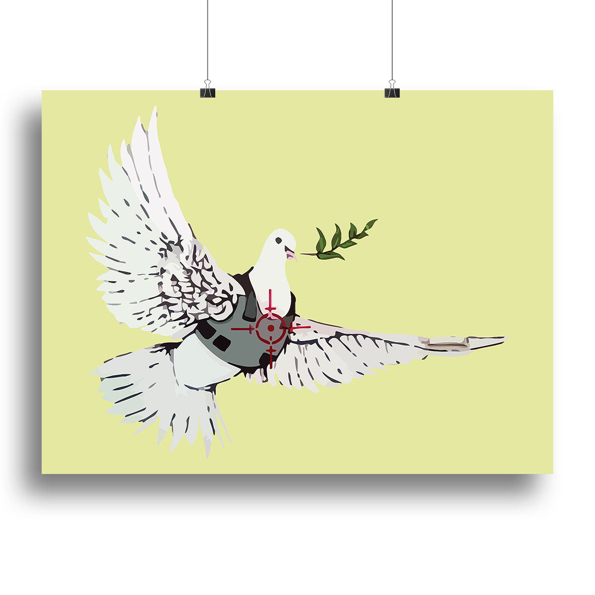 Banksy Peace Dove Yellow Canvas Print or Poster - Canvas Art Rocks - 2