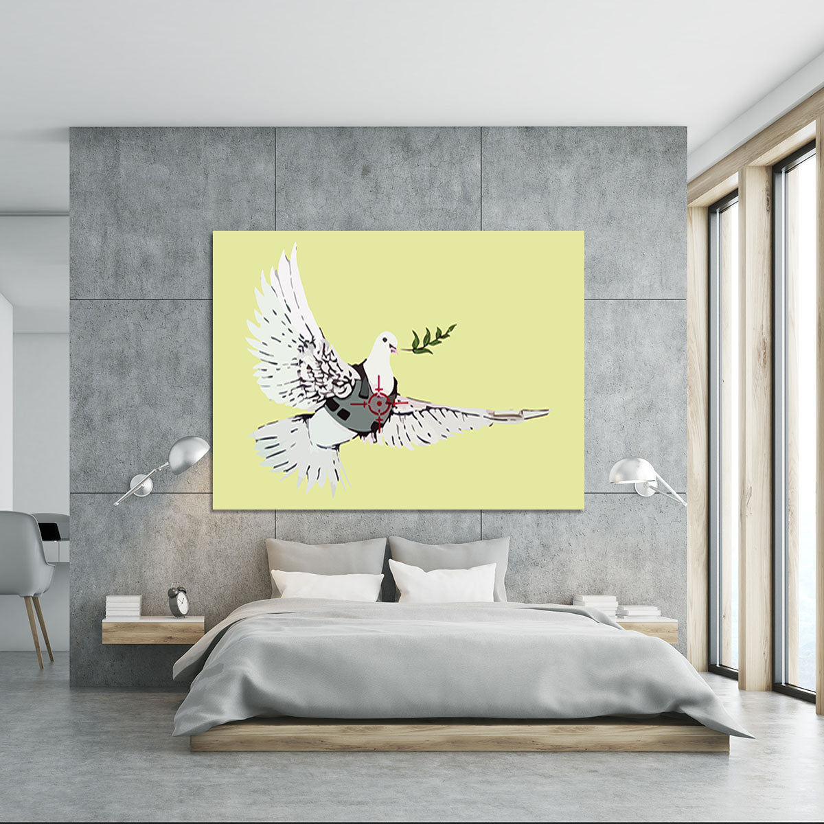 Banksy Peace Dove Yellow Canvas Print or Poster - Canvas Art Rocks - 5