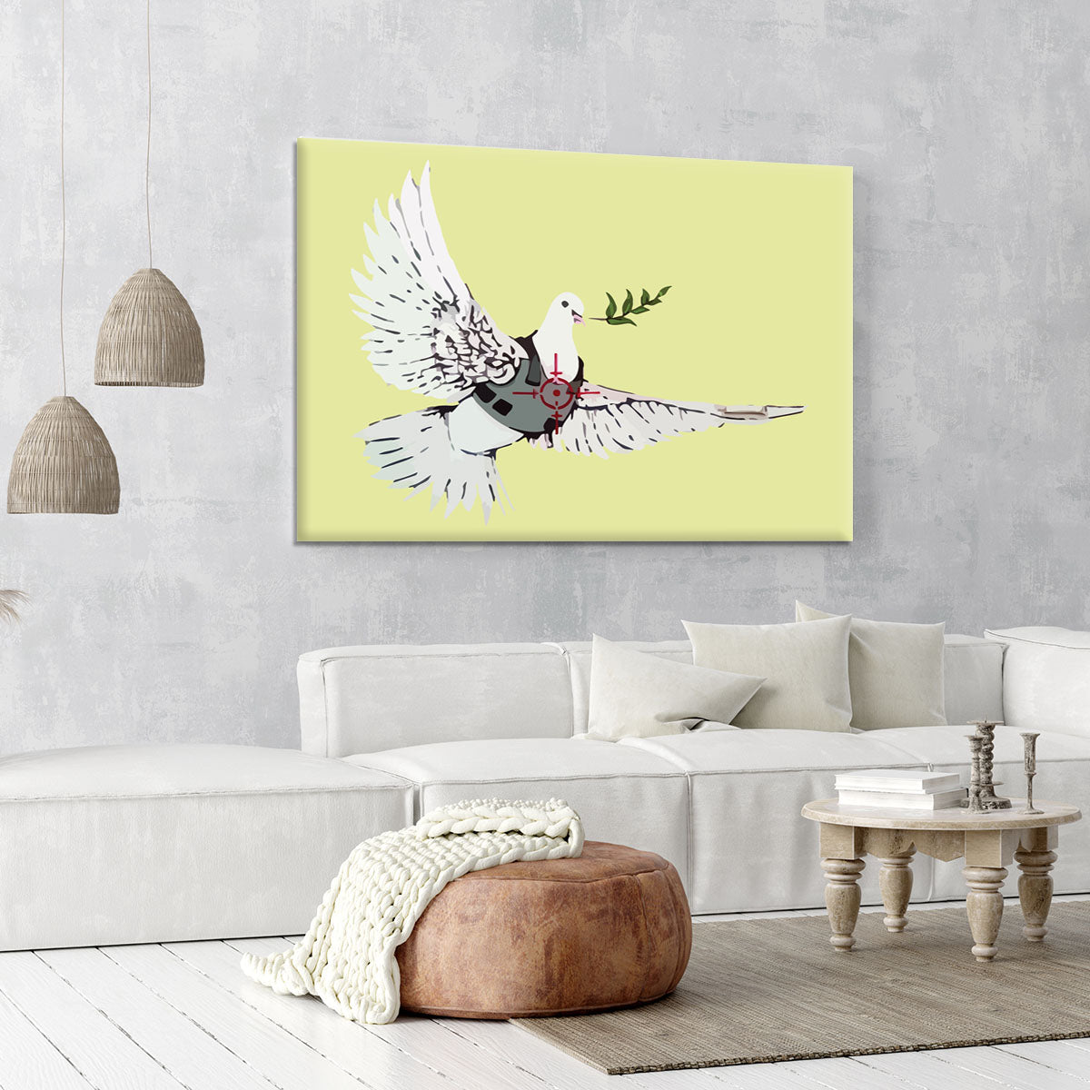 Banksy Peace Dove Yellow Canvas Print or Poster - Canvas Art Rocks - 6