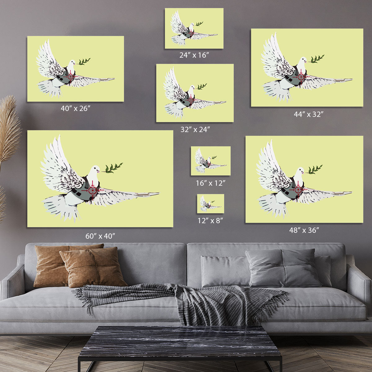 Banksy Peace Dove Yellow Canvas Print or Poster - Canvas Art Rocks - 7