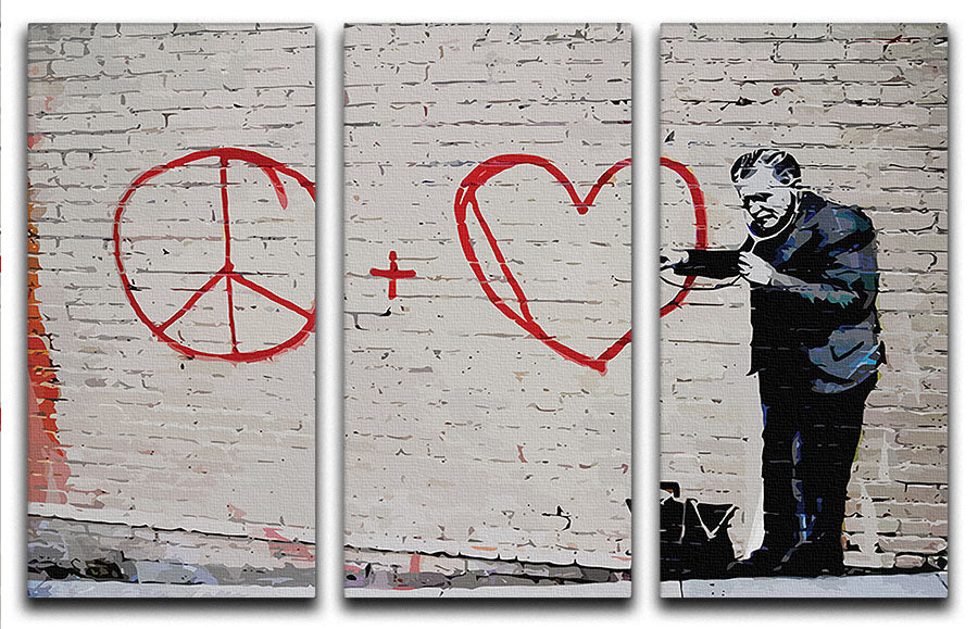 Banksy Peaceful Hearts Doctor San Francisco 3 Split Panel Canvas Print - Canvas Art Rocks - 1