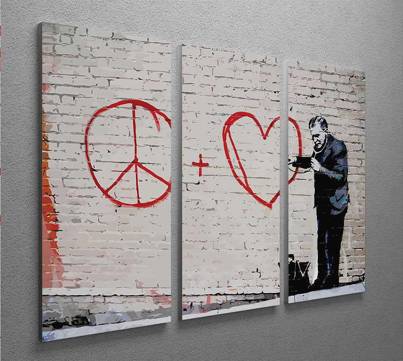 Banksy Peaceful Hearts Doctor San Francisco 3 Split Panel Canvas Print - Canvas Art Rocks - 2