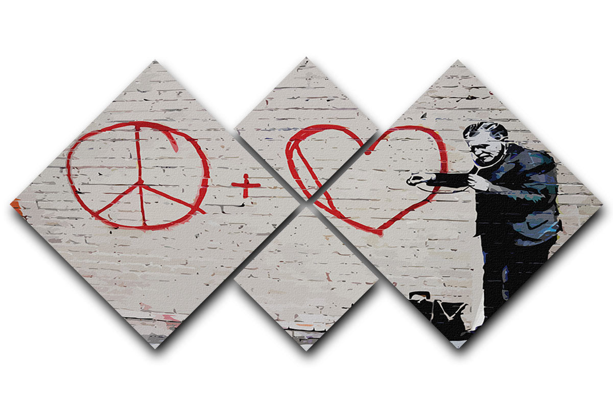 Banksy Peaceful Hearts Doctor San Francisco 4 Square Multi Panel Canvas - Canvas Art Rocks - 1