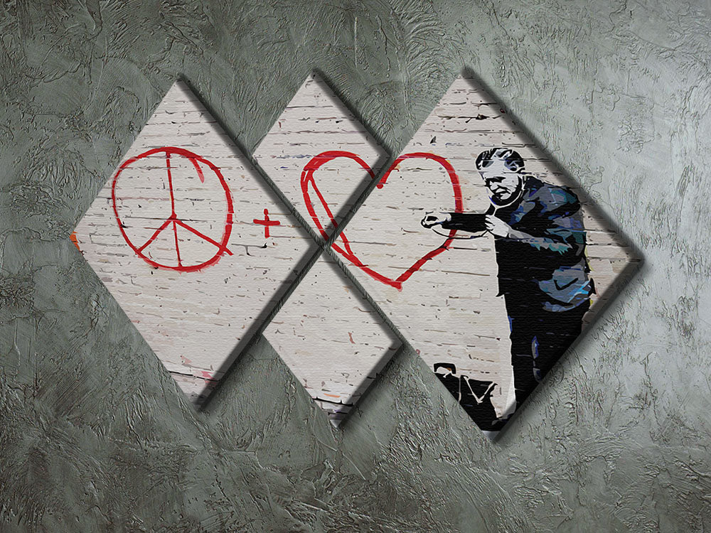 Banksy Peaceful Hearts Doctor San Francisco 4 Square Multi Panel Canvas - Canvas Art Rocks - 2