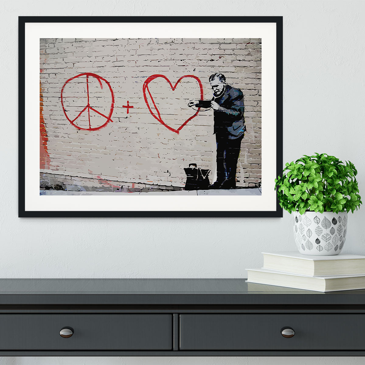 Banksy Peaceful Hearts Doctor San Francisco Framed Print - Canvas Art Rocks - 1