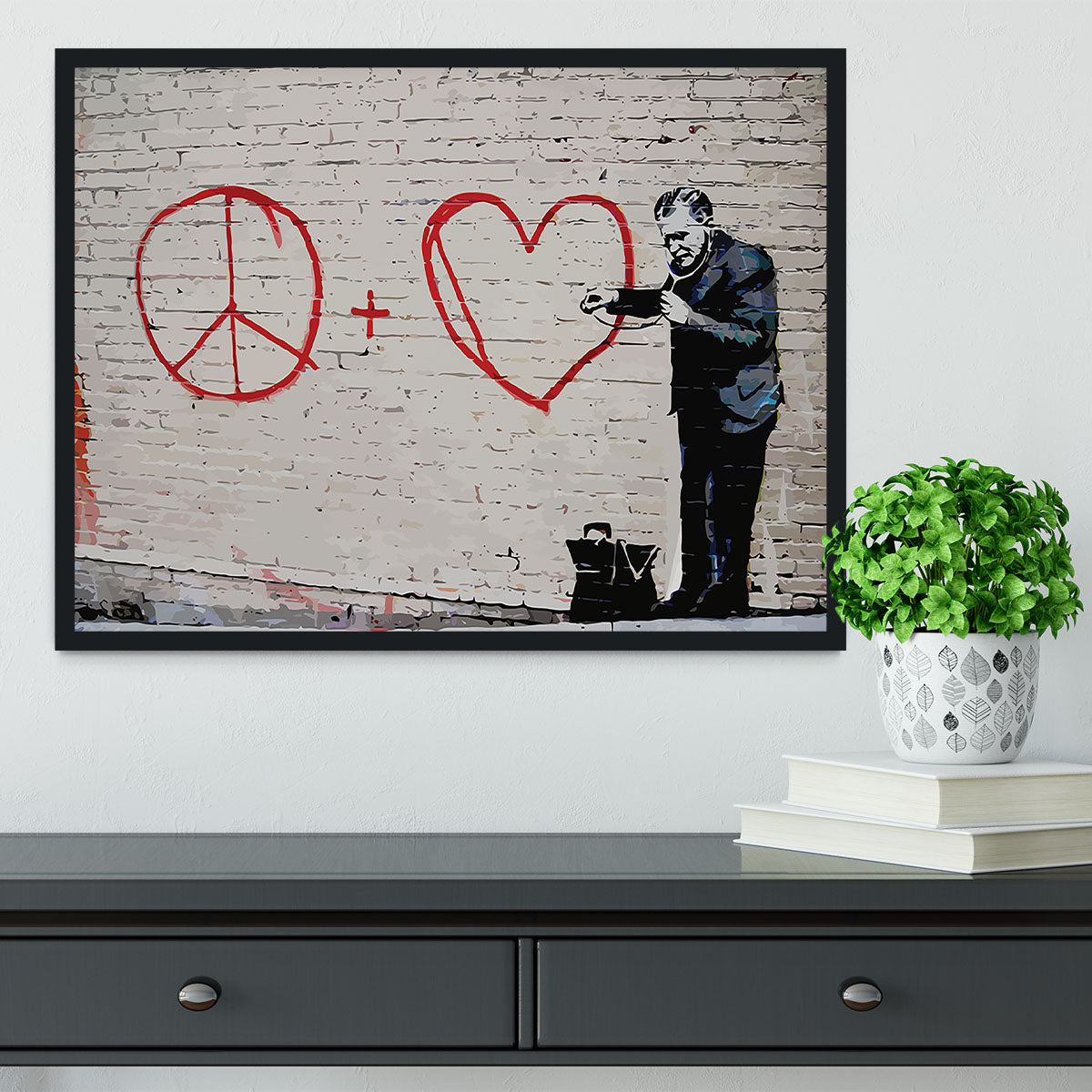 Banksy Peaceful Hearts Doctor San Francisco Framed Print - Canvas Art Rocks - 2