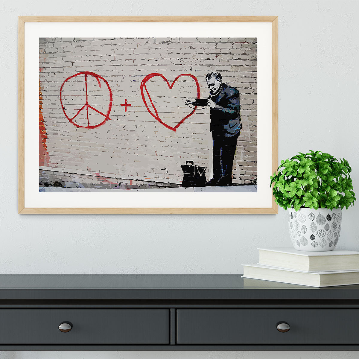 Banksy Peaceful Hearts Doctor San Francisco Framed Print - Canvas Art Rocks - 3