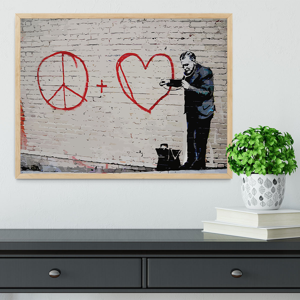 Banksy Peaceful Hearts Doctor San Francisco Framed Print - Canvas Art Rocks - 4