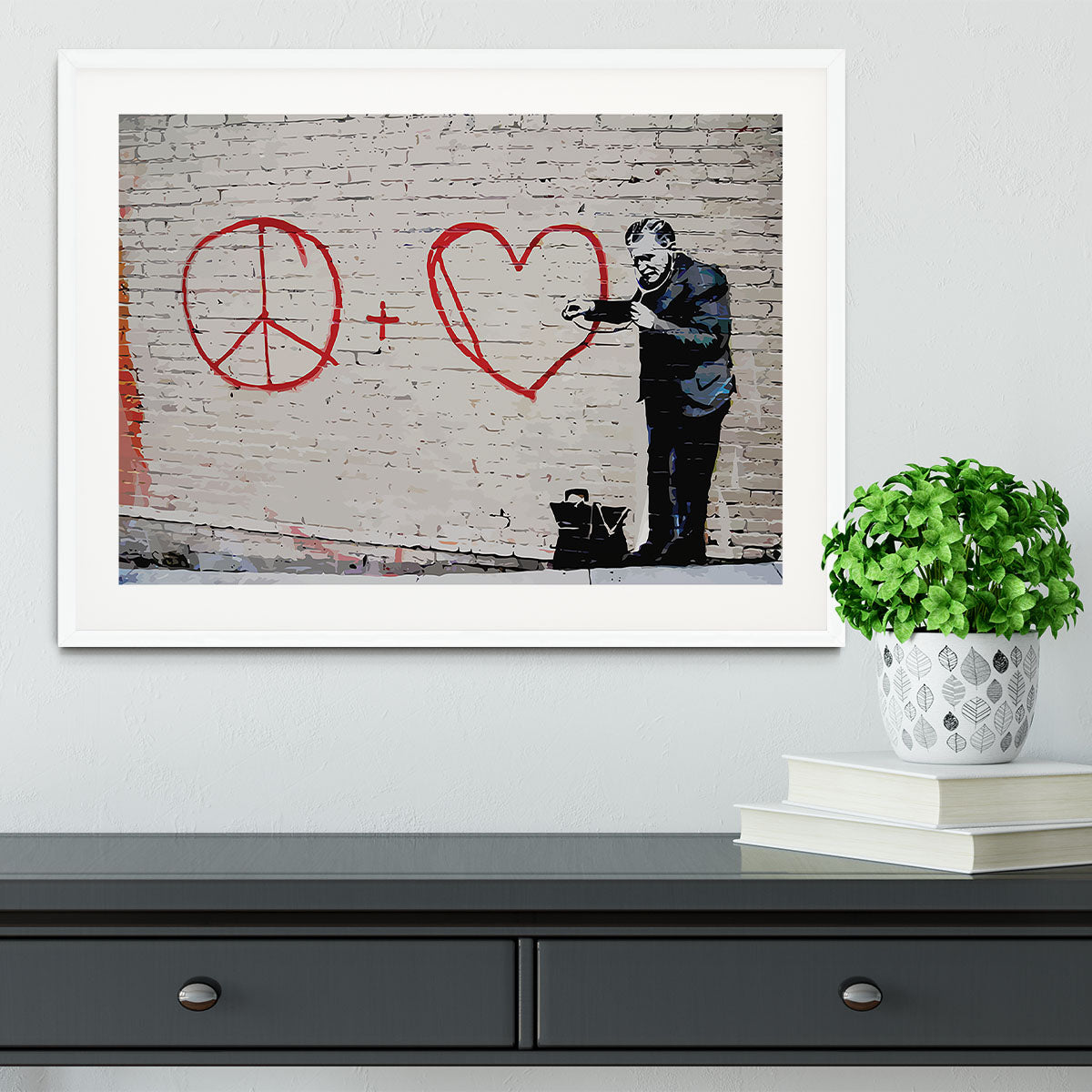 Banksy Peaceful Hearts Doctor San Francisco Framed Print - Canvas Art Rocks - 5
