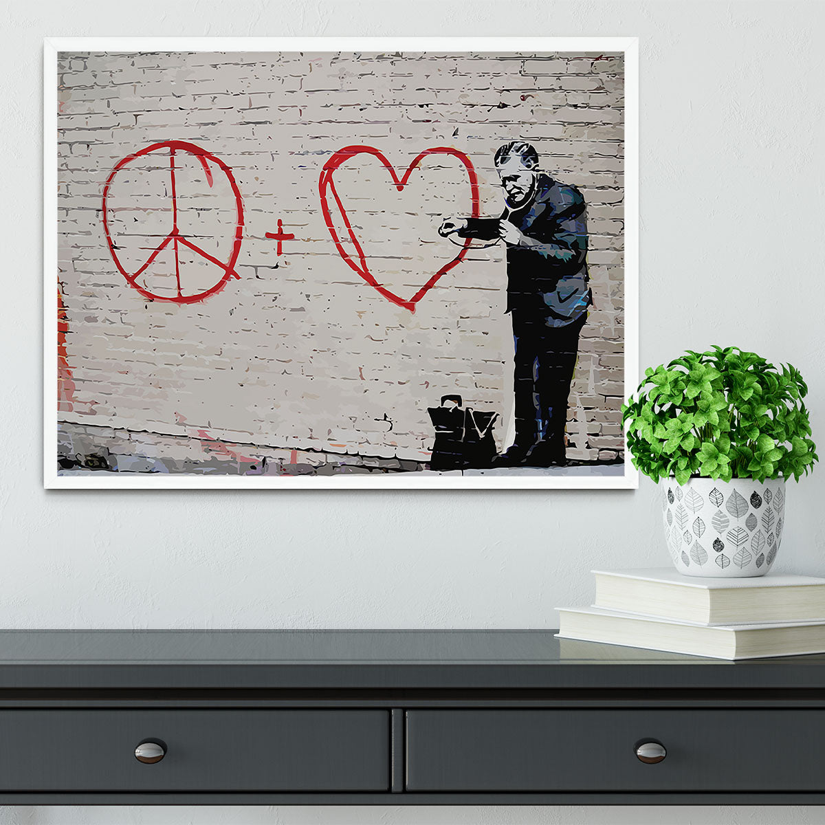 Banksy Peaceful Hearts Doctor San Francisco Framed Print - Canvas Art Rocks -6
