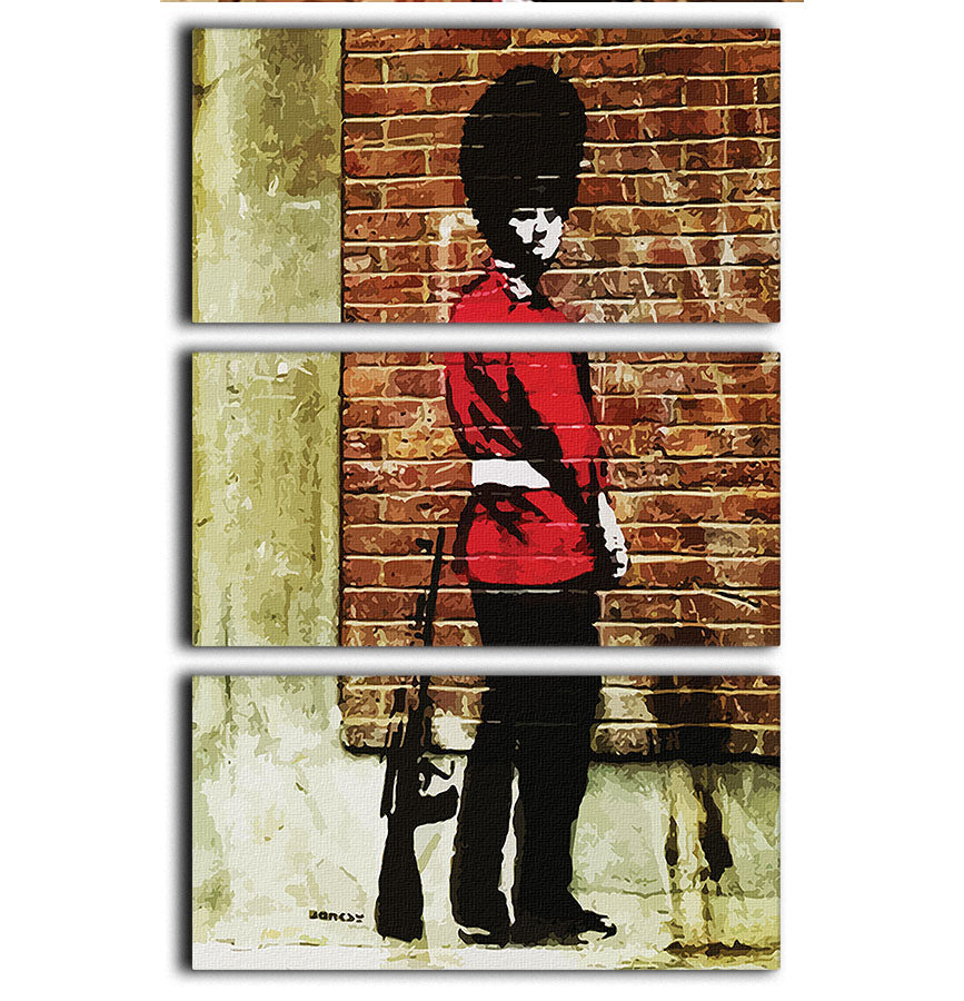 Banksy Pissing London Soldier 3 Split Panel Canvas Print - Canvas Art Rocks - 1