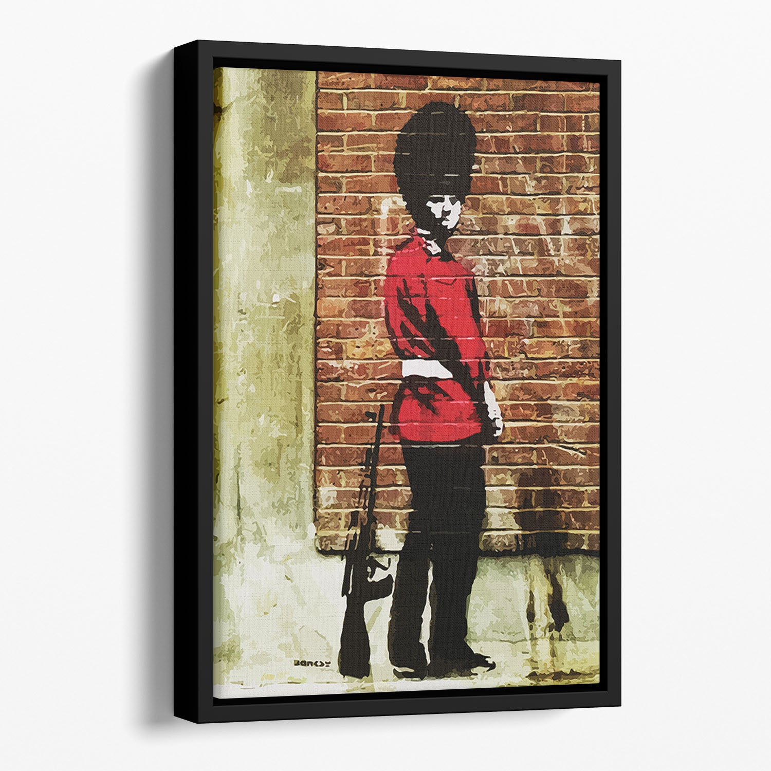 Banksy Pissing London Soldier Floating Framed Canvas - Canvas Art Rocks - 1