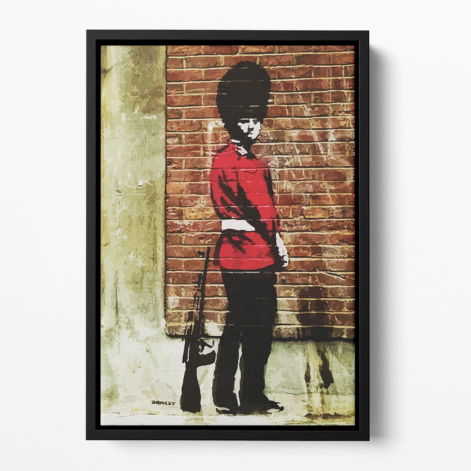 Banksy Pissing London Soldier Floating Framed Canvas - Canvas Art Rocks - 2