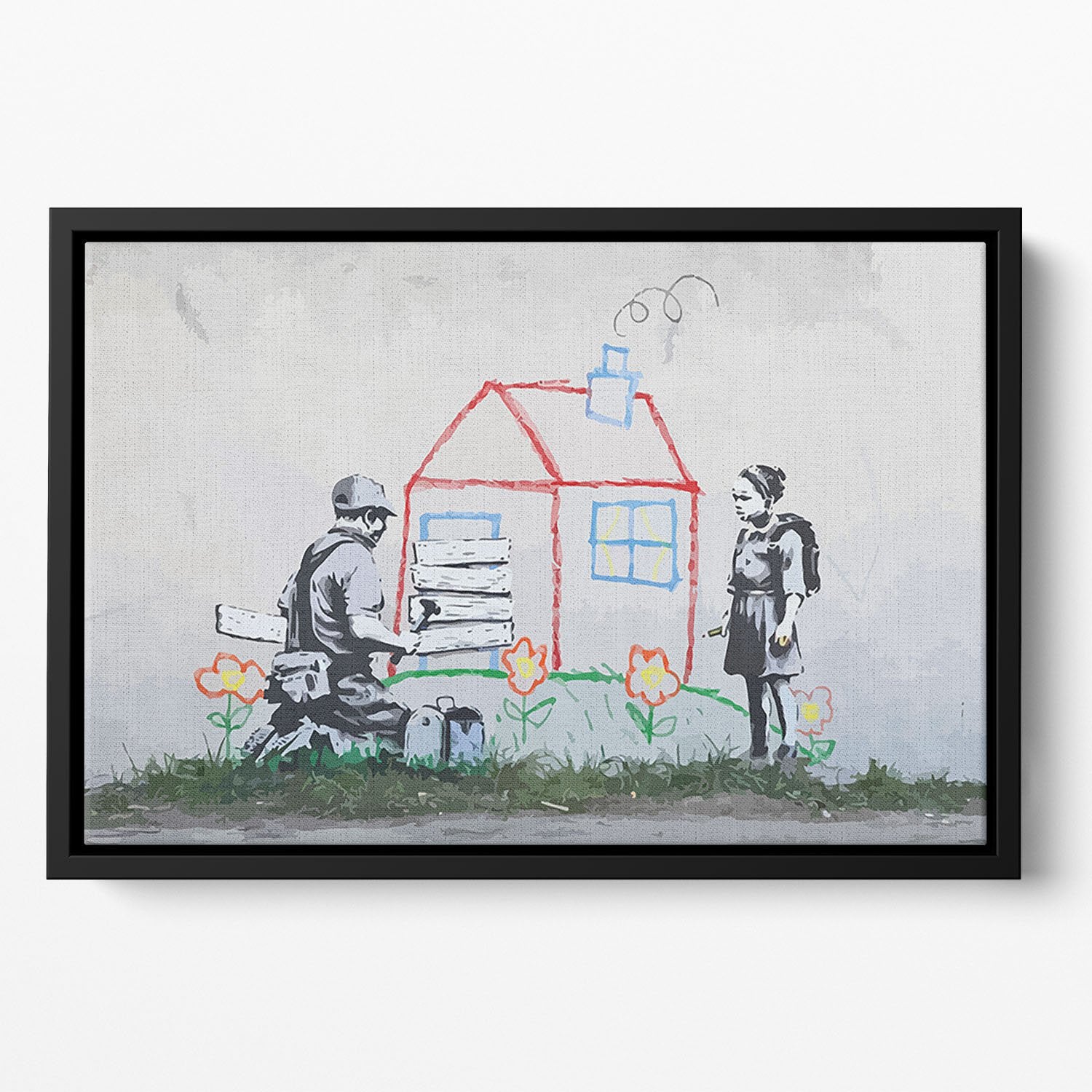 Banksy Play House Floating Framed Canvas