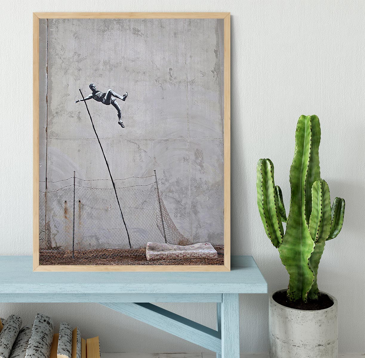 Banksy Pole Vaulter Framed Print - Canvas Art Rocks - 4