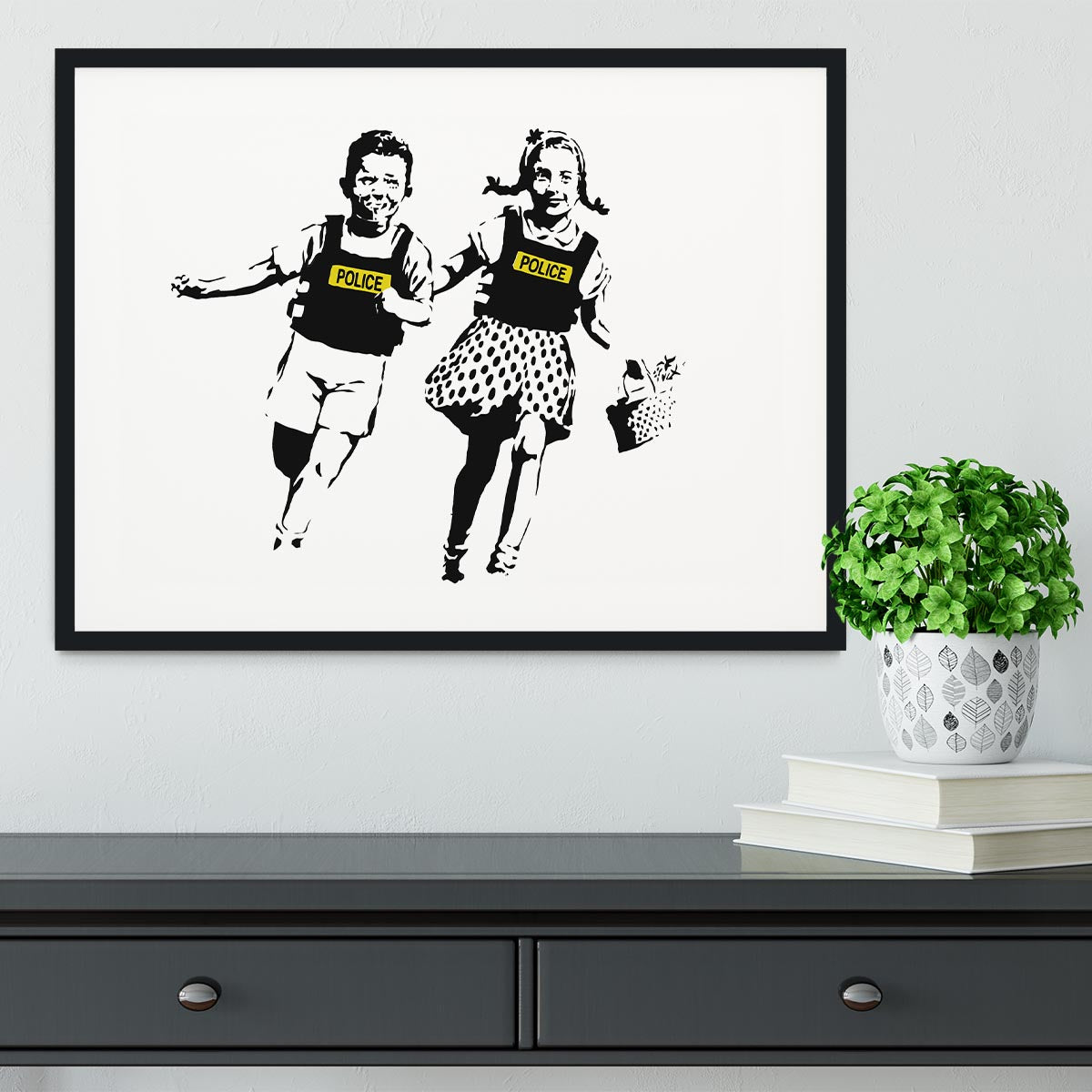 Banksy Police Kids Framed Print - Canvas Art Rocks - 1