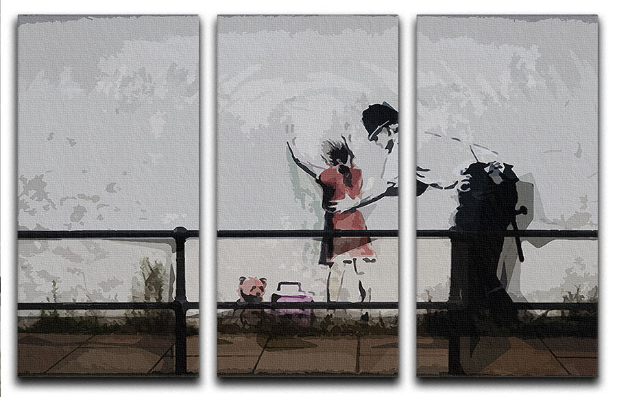Banksy Policeman Searching Girl 3 Split Panel Canvas Print - Canvas Art Rocks - 1