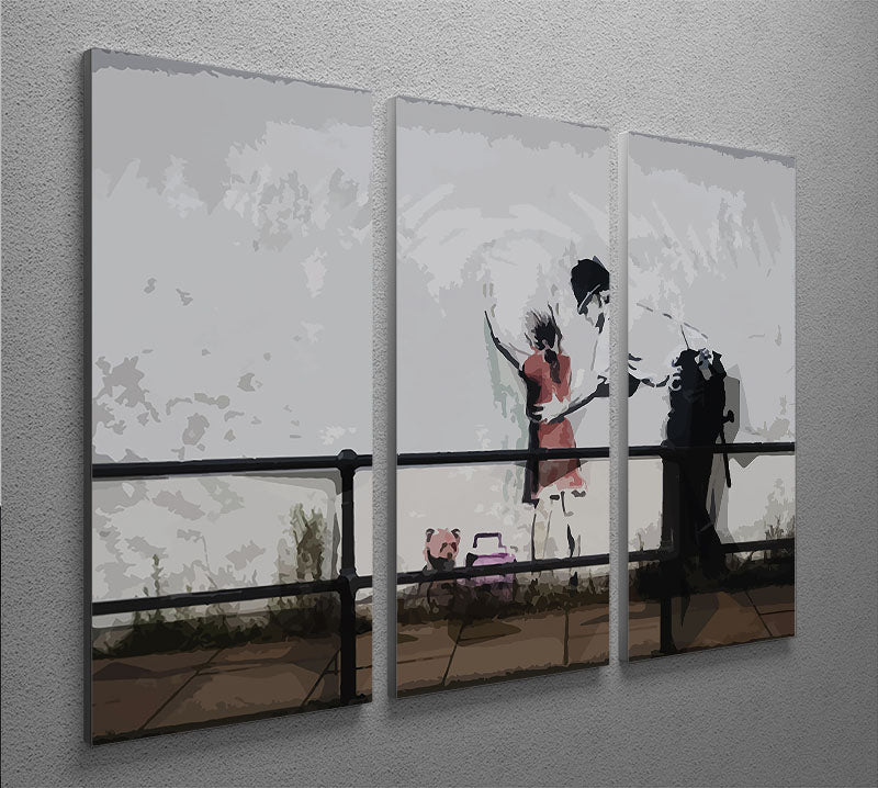 Banksy Policeman Searching Girl 3 Split Panel Canvas Print - Canvas Art Rocks - 2