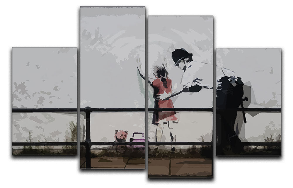 Banksy Policeman Searching Girl 4 Split Panel Canvas - Canvas Art Rocks - 1
