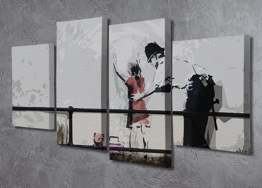Banksy Policeman Searching Girl 4 Split Panel Canvas - Canvas Art Rocks - 2