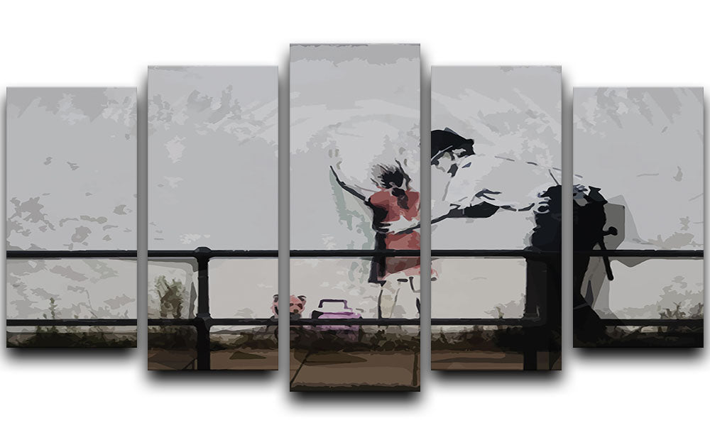 Banksy Policeman Searching Girl 5 Split Panel Canvas - Canvas Art Rocks - 1