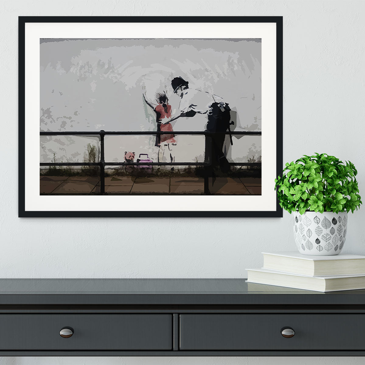 Banksy Policeman Searching Girl Framed Print - Canvas Art Rocks - 1