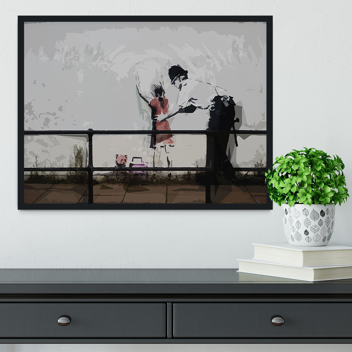 Banksy Policeman Searching Girl Framed Print - Canvas Art Rocks - 2