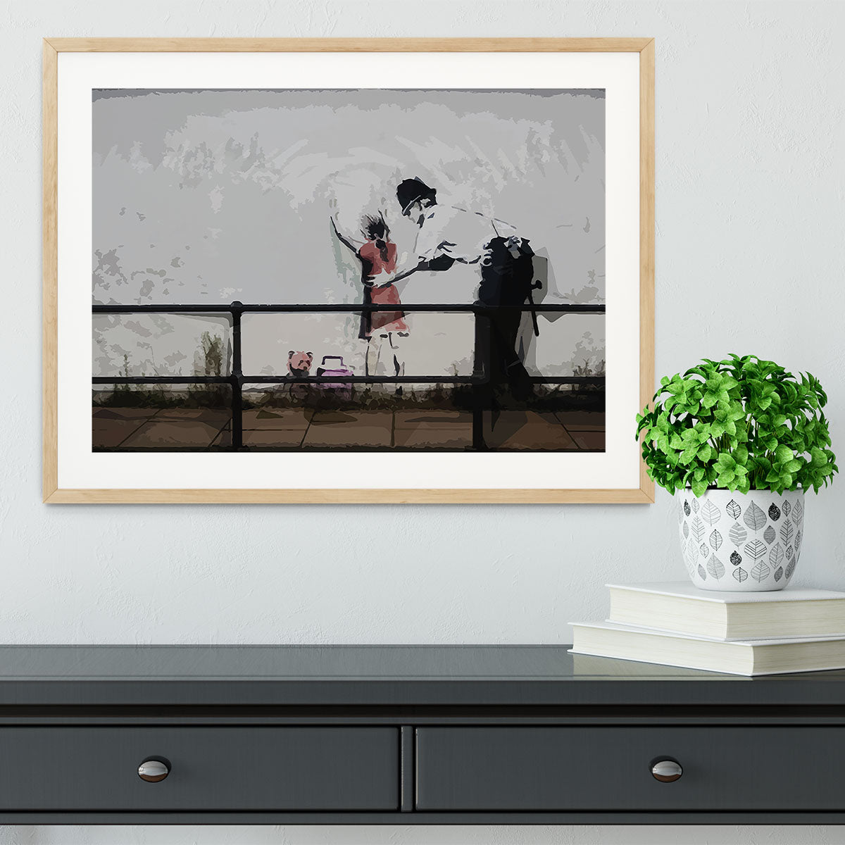 Banksy Policeman Searching Girl Framed Print - Canvas Art Rocks - 3