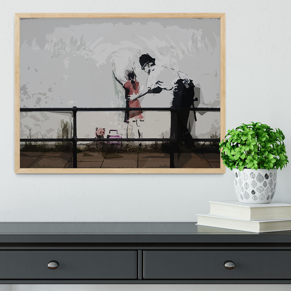 Banksy Policeman Searching Girl Framed Print - Canvas Art Rocks - 4