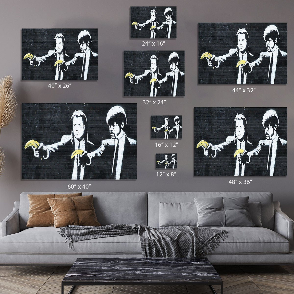 Banksy Pulp Fiction Banana Guns Canvas Print or Poster