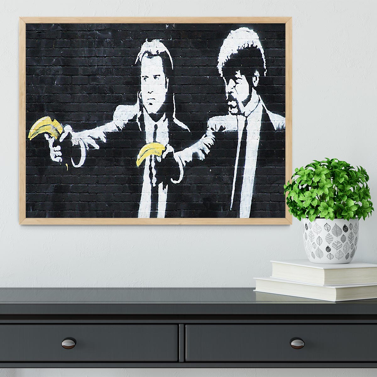 Banksy Pulp Fiction Banana Guns Framed Print - Canvas Art Rocks - 4