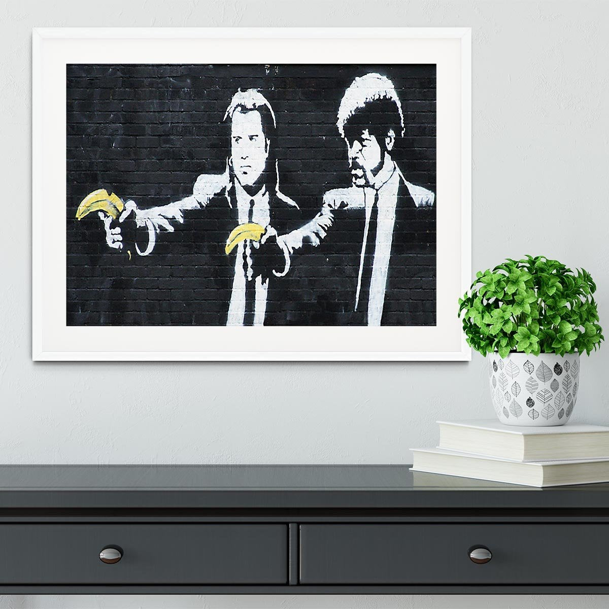 Banksy Pulp Fiction Banana Guns Framed Print - Canvas Art Rocks - 5