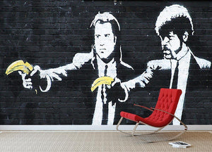 Banksy Pulp Fiction Banana Guns Wall Mural Wallpaper - Canvas Art Rocks - 2