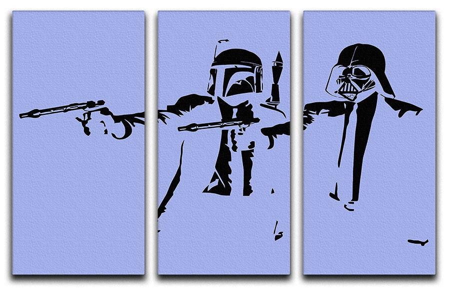 Banksy Pulp Fiction Star Wars Blue 3 Split Panel Canvas Print - Canvas Art Rocks - 1