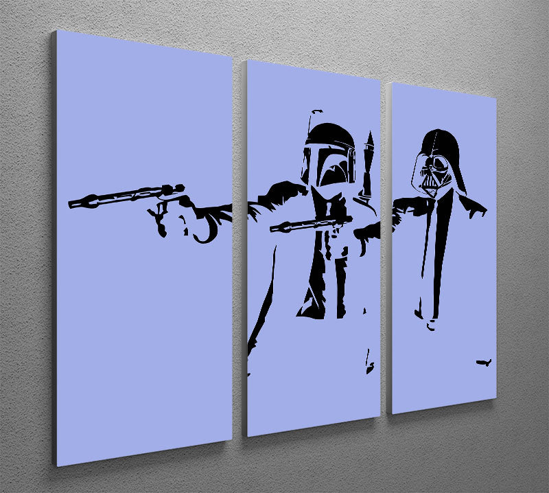 Banksy Pulp Fiction Star Wars Blue 3 Split Panel Canvas Print - Canvas Art Rocks - 2