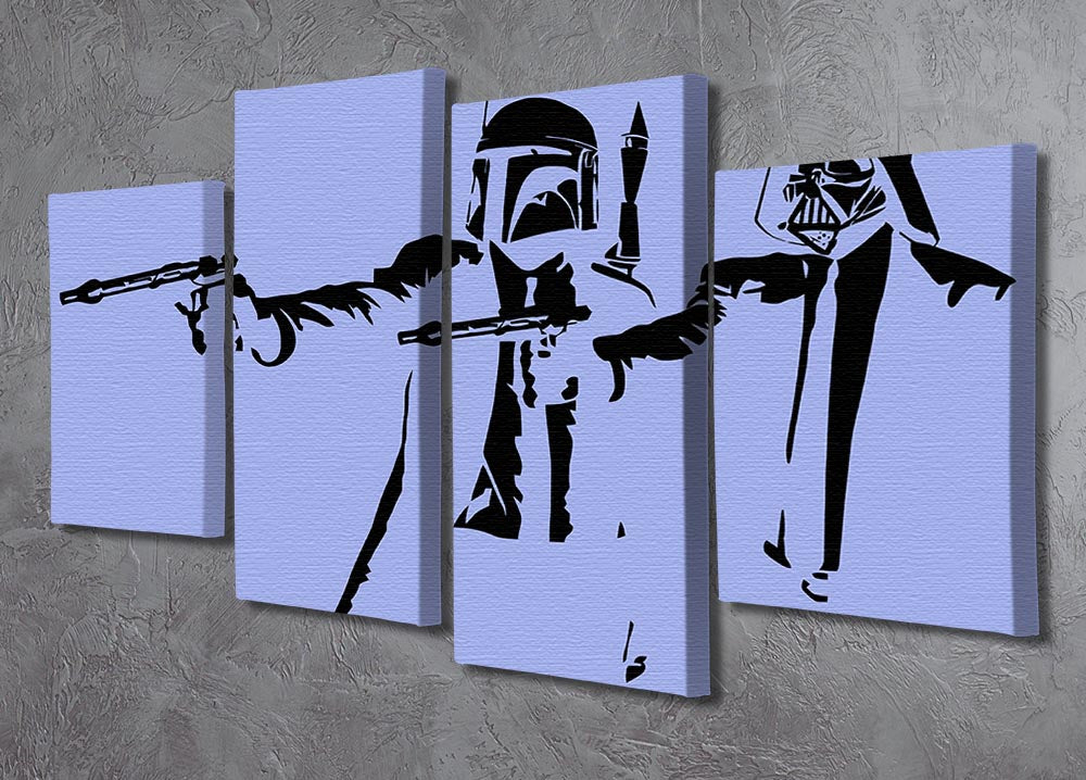 Banksy Pulp Fiction Star Wars Blue 4 Split Panel Canvas - Canvas Art Rocks - 2