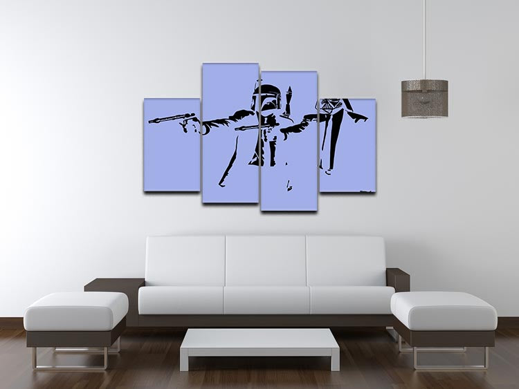 Banksy Pulp Fiction Star Wars Blue 4 Split Panel Canvas - Canvas Art Rocks - 3
