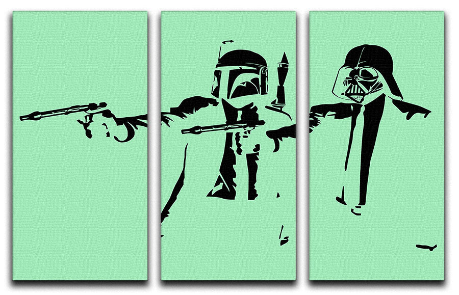 Banksy Pulp Fiction Star Wars Green 3 Split Panel Canvas Print - Canvas Art Rocks - 1