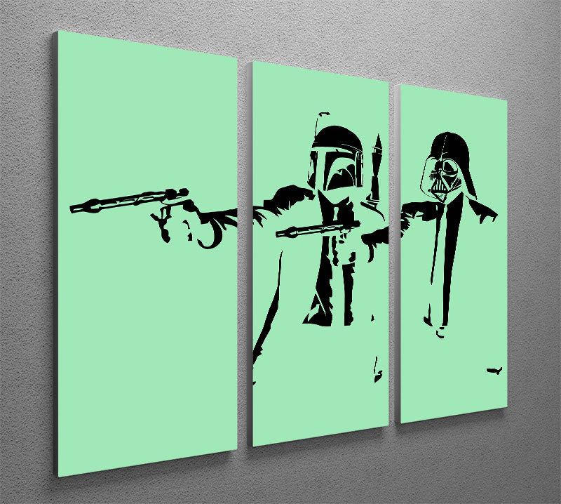 Banksy Pulp Fiction Star Wars Green 3 Split Panel Canvas Print - Canvas Art Rocks - 2