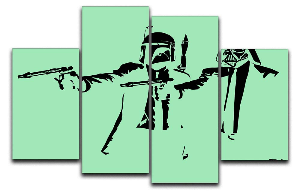 Banksy Pulp Fiction Star Wars Green 4 Split Panel Canvas - Canvas Art Rocks - 1