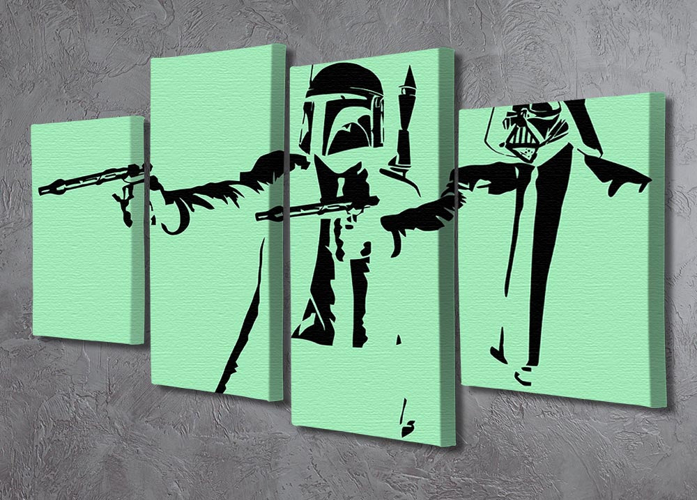 Banksy Pulp Fiction Star Wars Green 4 Split Panel Canvas - Canvas Art Rocks - 2