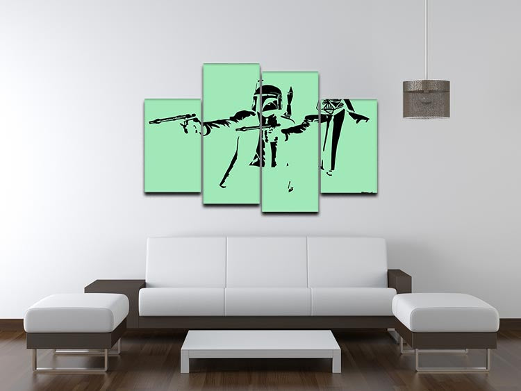 Banksy Pulp Fiction Star Wars Green 4 Split Panel Canvas - Canvas Art Rocks - 3