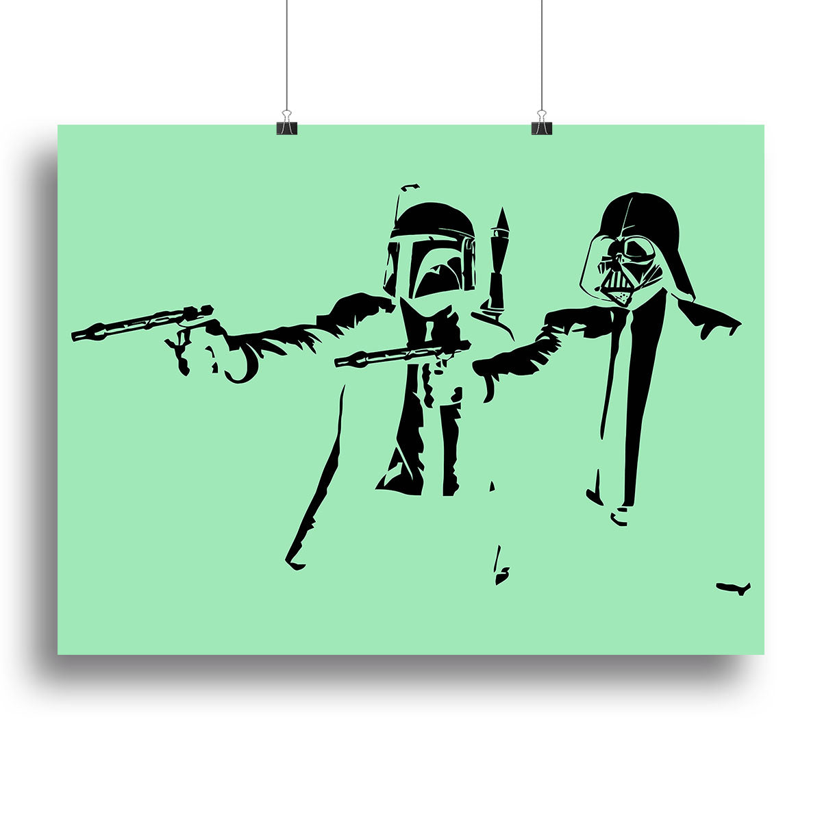 Banksy Pulp Fiction Star Wars Green Canvas Print or Poster - Canvas Art Rocks - 2
