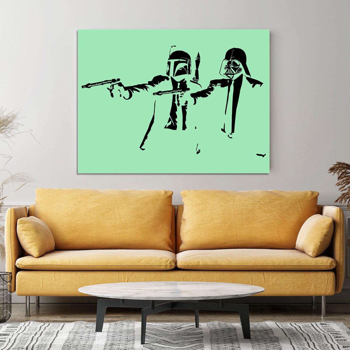 Banksy Pulp Fiction Star Wars Green Canvas Print or Poster - Canvas Art Rocks - 4