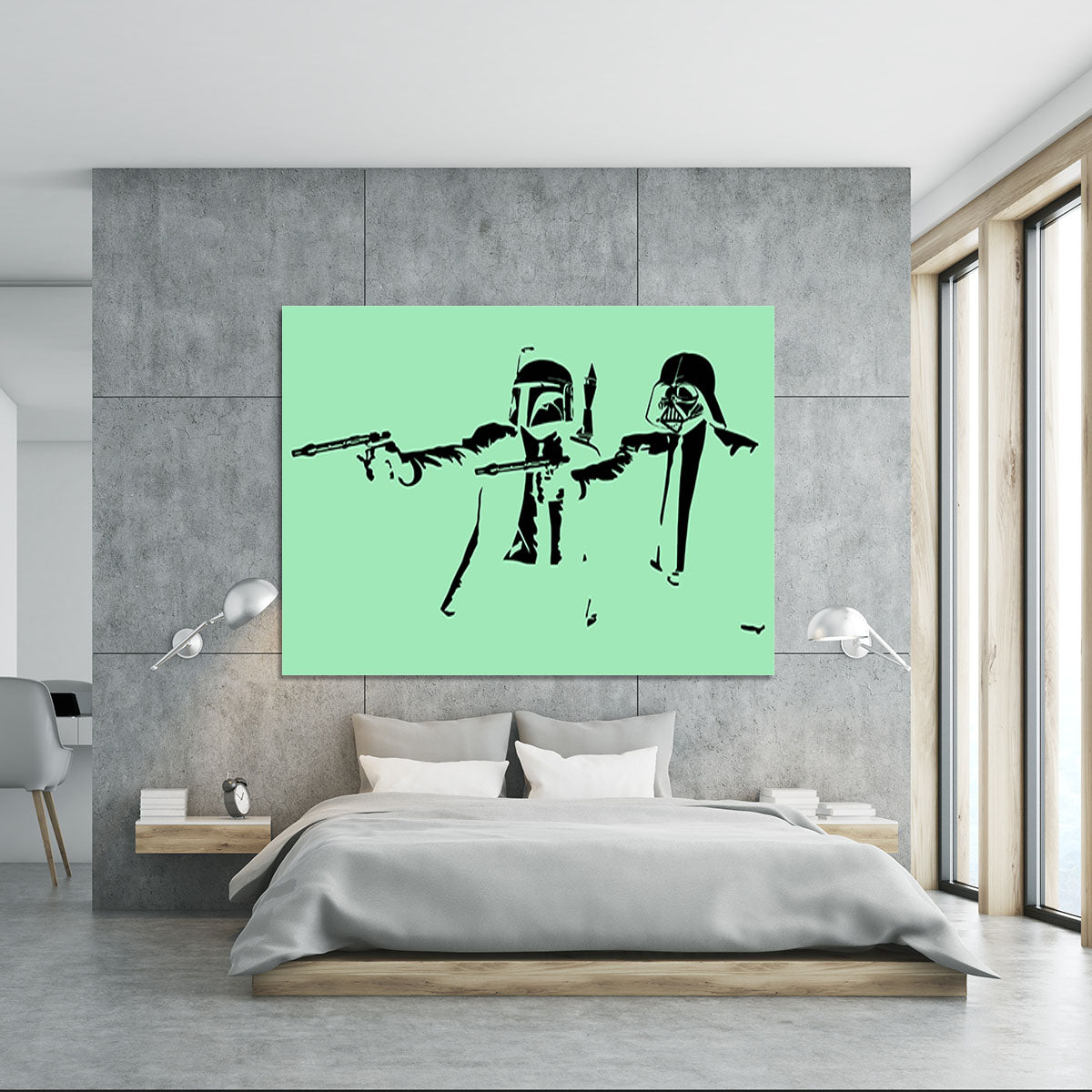 Banksy Pulp Fiction Star Wars Green Canvas Print or Poster - Canvas Art Rocks - 5