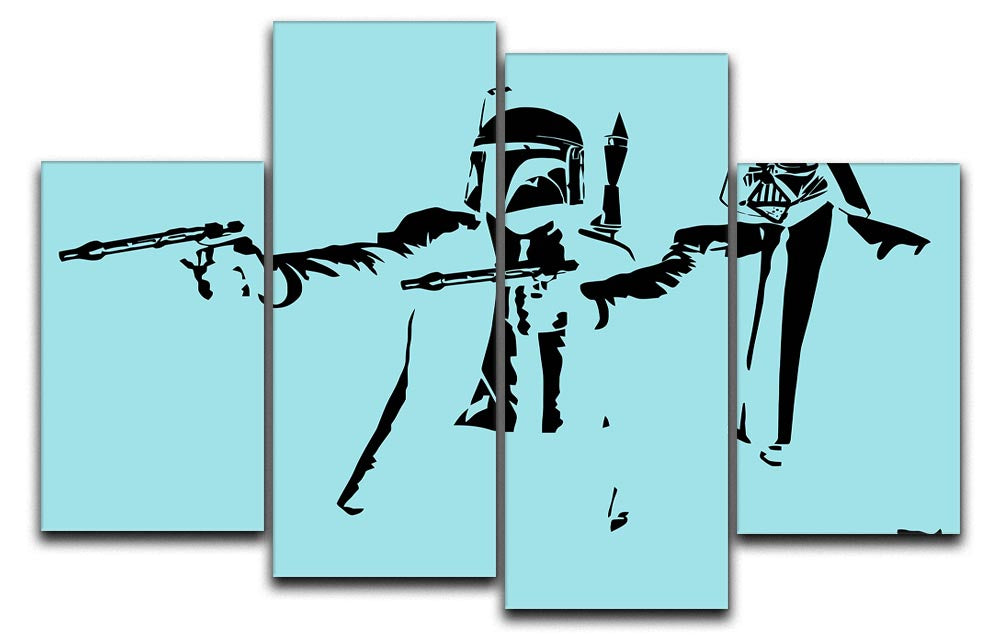Banksy Pulp Fiction Star Wars Light Blue 4 Split Panel Canvas - Canvas Art Rocks - 1