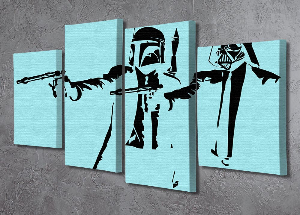 Banksy Pulp Fiction Star Wars Light Blue 4 Split Panel Canvas - Canvas Art Rocks - 2