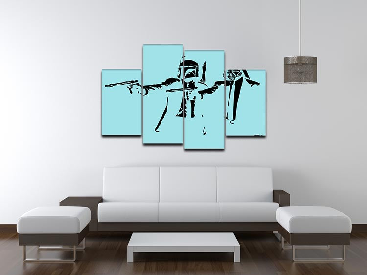 Banksy Pulp Fiction Star Wars Light Blue 4 Split Panel Canvas - Canvas Art Rocks - 3
