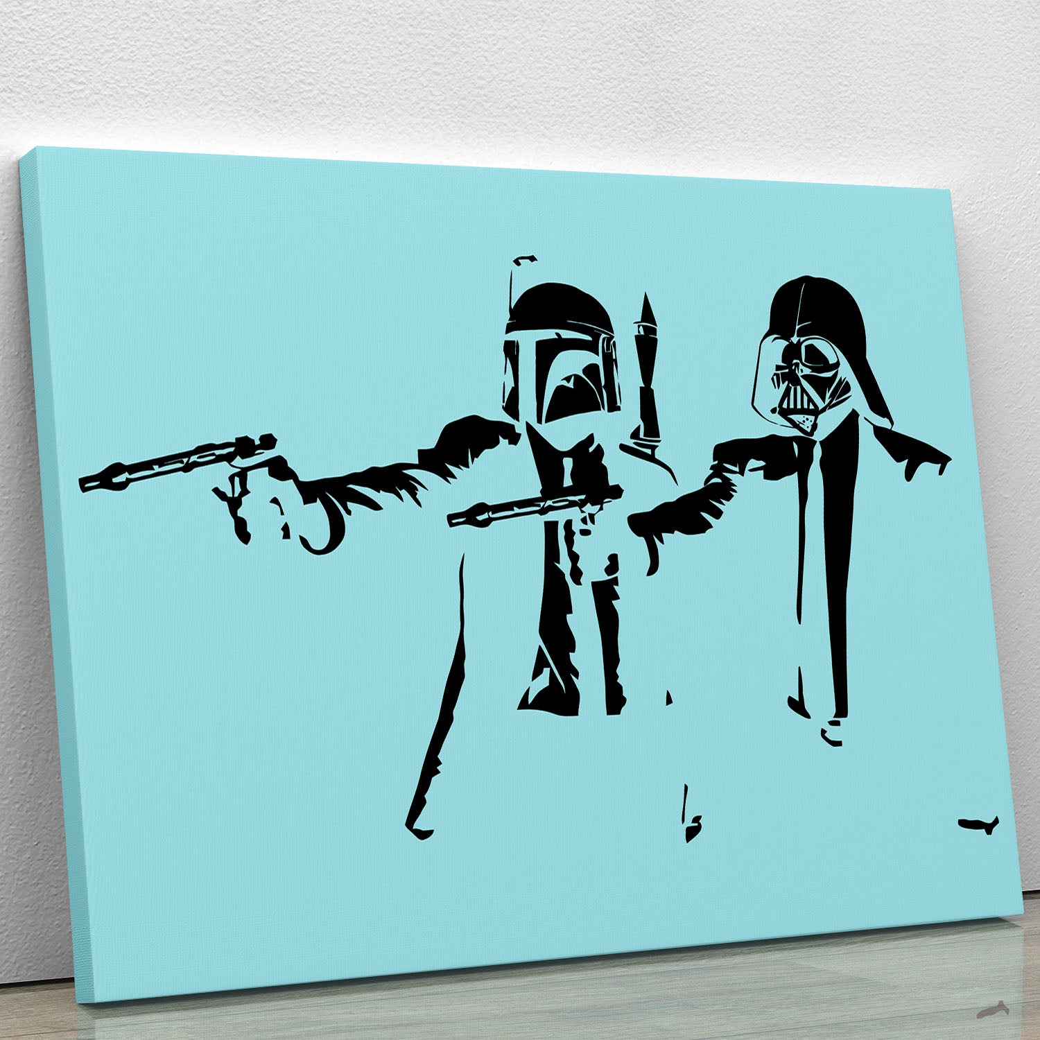Banksy Pulp Fiction Star Wars Light Blue Canvas Print or Poster - Canvas Art Rocks - 1